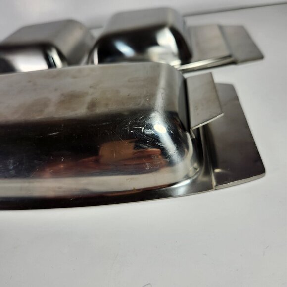 International Velvet Stainless Steel Tray Lot of 2 Snack Trays Made in Japan MCM - Picture 7 of 8